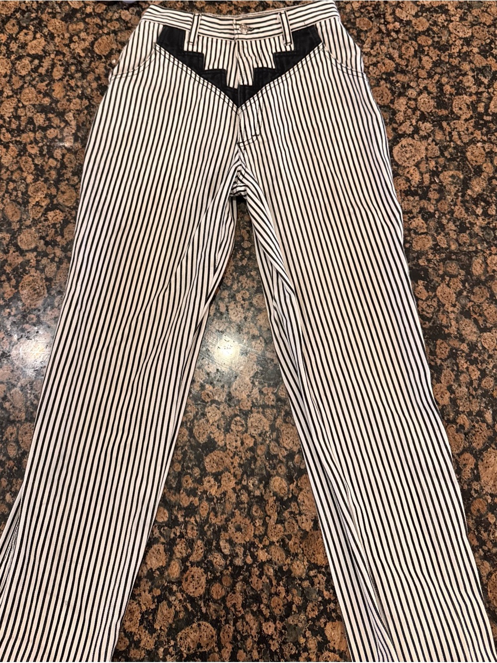Silver Jeans Black and White Striped Straight Leg Jeans